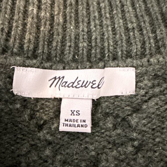 Madewell Womens Cable Knit V-Neck Sweater Vest Size XS Forest Green Wool Blend - Picture 7 of 9